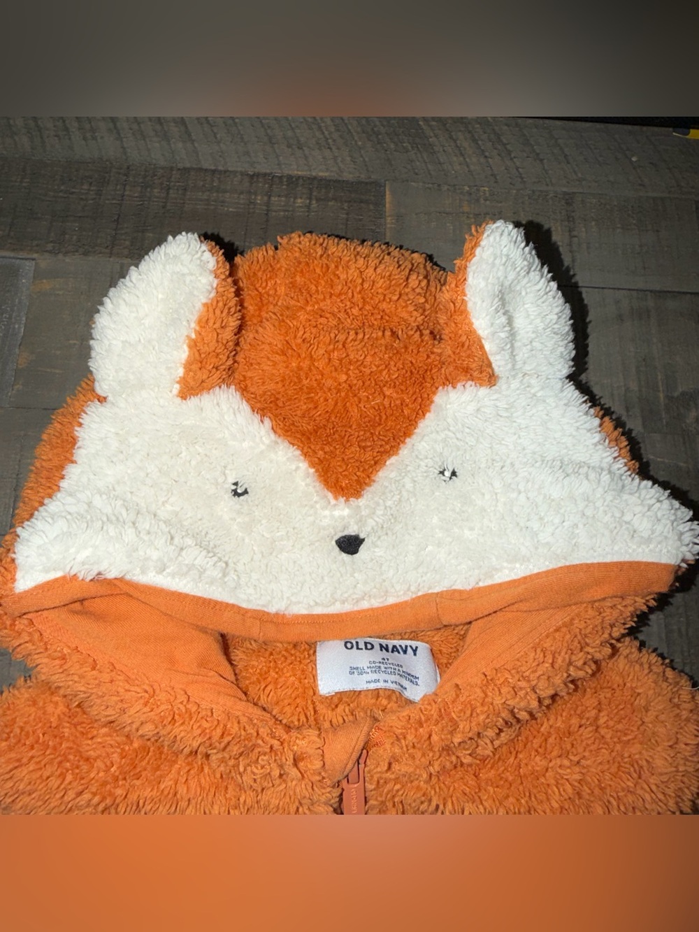 Boys girls toddler 4T Old Navy Orange Plush Kids Hoodie with Sherpa Lining fox - Picture 4 of 5